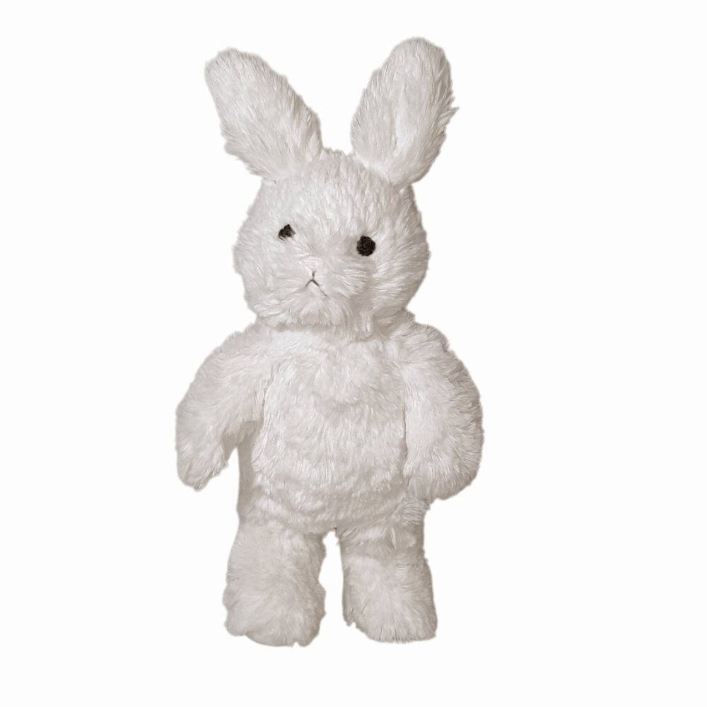 2022 Pottery Barn Kids White Bunny Rabbit Plush Beanbag Stuffed Toy 14"